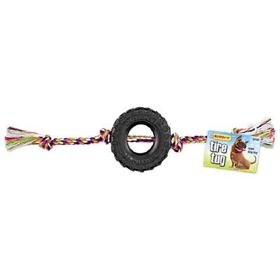 Ruffin' It Tire Tug Dog Toy with Rope, Small