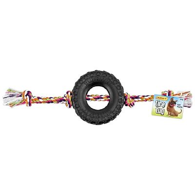 Ruffin' It Tire Tug Dog Toy with Rope, Large