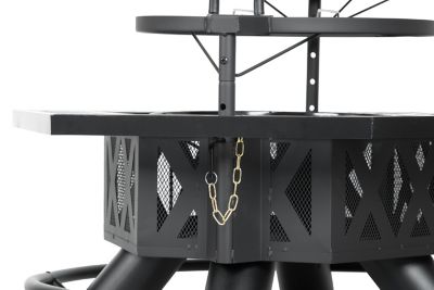 Image showing  Outdoor Wood Burning Fire Pit with Cooking Grill, 37.4 in. Black, Hex-Shaped Ranch Fire Pit