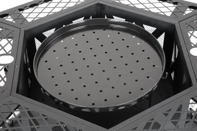 Image showing 7 th HeatMaxx Outdoor Wood Burning Fire Pit with Cooking Grill, 37.4 in. Black, Hex-Shaped Ranch Fire Pit