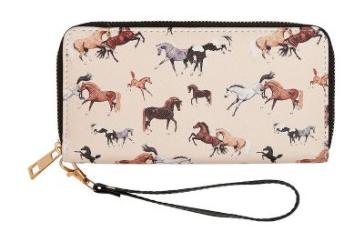 AWST Int'l Lila Horses All Over Clutch Wallet