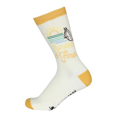 Dapplebay Women's Knit Crew Socks-Sunshine & Horses, 67123-S&H