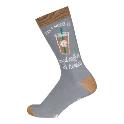 Dapplebay Women's Knit Crew Socks-Iced Coffee & Horses