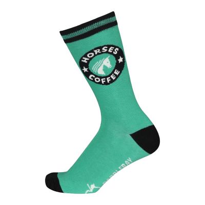 Dapplebay Women's Knit Crew Socks-Horses & Coffee, 67133-H&C