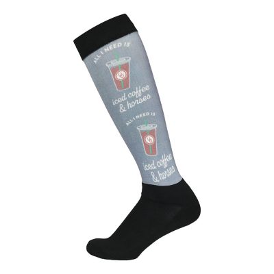 Dapplebay Women's Slick Boot Socks-Iced Coffee & Horses, 67202-I&H