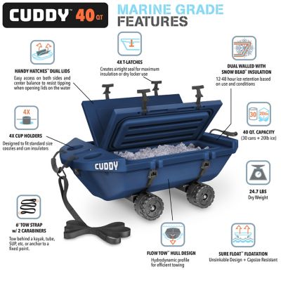 Image showing  CUDDY Crawler 40 qt. Floating Cooler and Dry Storage Vessel for Land & Water with Rolling Wheel Kit