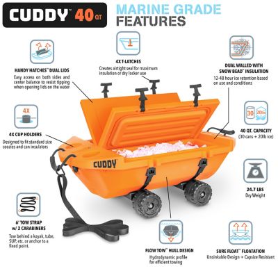 Image showing  CUDDY Crawler 40 qt. Floating Cooler and Dry Storage Vessel for Land & Water with Rolling Wheel Kit