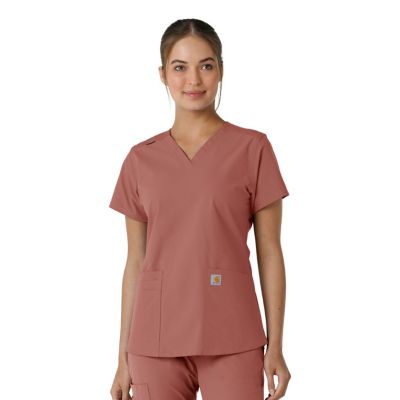 Image showing  Women's Force Essentials V-Neck Knit Panel Scrub Top