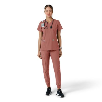 Image showing  Women's Force Essentials V-Neck Knit Panel Scrub Top