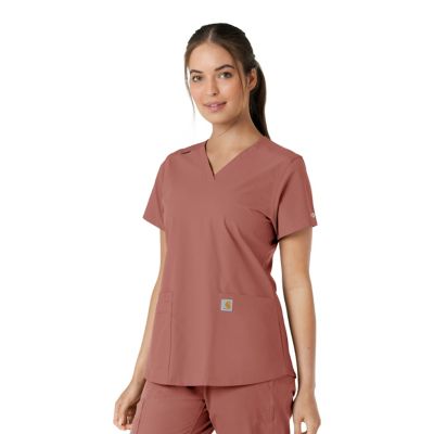 Image showing  Women's Force Essentials V-Neck Knit Panel Scrub Top