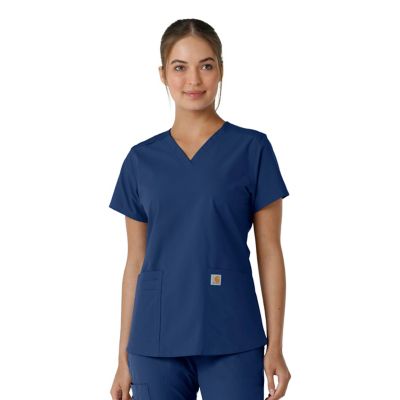 Image showing 0 th Carhartt Women's Force Essentials V-Neck Knit Panel Scrub Top
