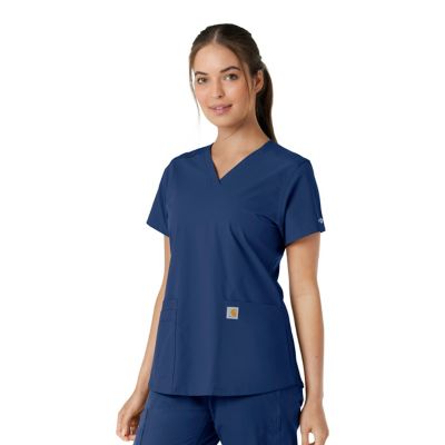 Image showing 3 th Carhartt Women's Force Essentials V-Neck Knit Panel Scrub Top