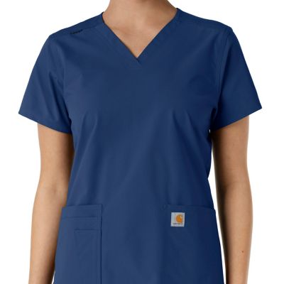 Image showing 4 th Carhartt Women's Force Essentials V-Neck Knit Panel Scrub Top