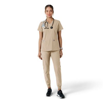 Image showing  Women's Force Essentials V-Neck Knit Panel Scrub Top