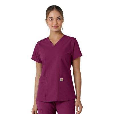 Image showing  Women's Force Essentials V-Neck Knit Panel Scrub Top