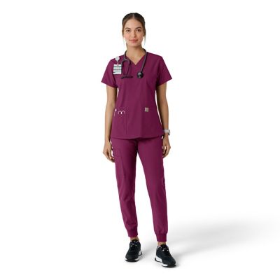 Image showing  Women's Force Essentials V-Neck Knit Panel Scrub Top