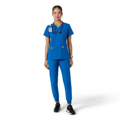 Image showing  Women's Force Essentials V-Neck Knit Panel Scrub Top