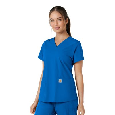 Image showing  Women's Force Essentials V-Neck Knit Panel Scrub Top