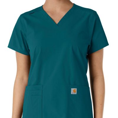 Image showing  Women's Force Essentials V-Neck Knit Panel Scrub Top