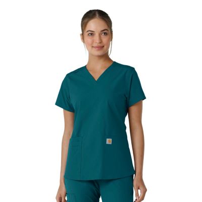 Image showing  Women's Force Essentials V-Neck Knit Panel Scrub Top
