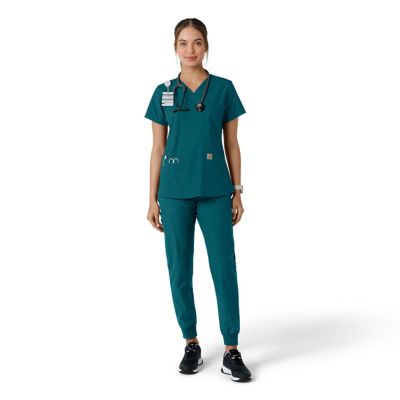 Image showing  Women's Force Essentials V-Neck Knit Panel Scrub Top