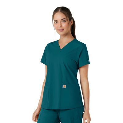 Image showing  Women's Force Essentials V-Neck Knit Panel Scrub Top