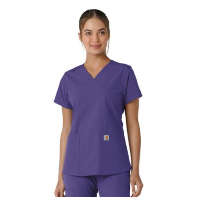 Image showing  Women's Force Essentials V-Neck Knit Panel Scrub Top
