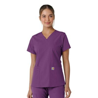 Image showing  Women's Force Essentials V-Neck Knit Panel Scrub Top