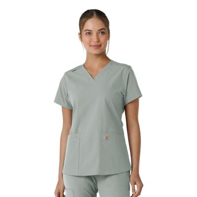 Image showing 0 th Carhartt Women's Force Essentials V-Neck Knit Panel Scrub Top