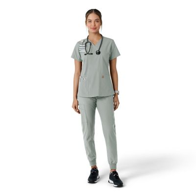 Image showing 2 th Carhartt Women's Force Essentials V-Neck Knit Panel Scrub Top