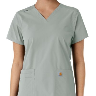 Image showing 4 th Carhartt Women's Force Essentials V-Neck Knit Panel Scrub Top