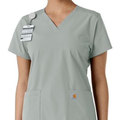 Image showing 5 th Carhartt Women's Force Essentials V-Neck Knit Panel Scrub Top