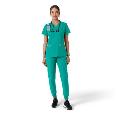 Image showing  Women's Force Essentials V-Neck Knit Panel Scrub Top