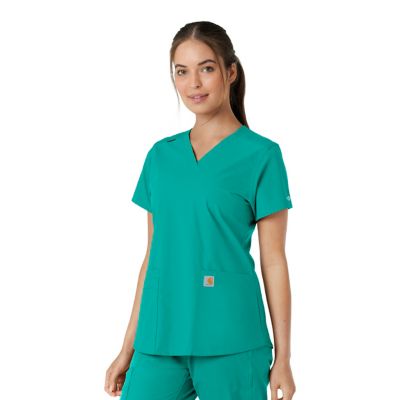 Image showing  Women's Force Essentials V-Neck Knit Panel Scrub Top