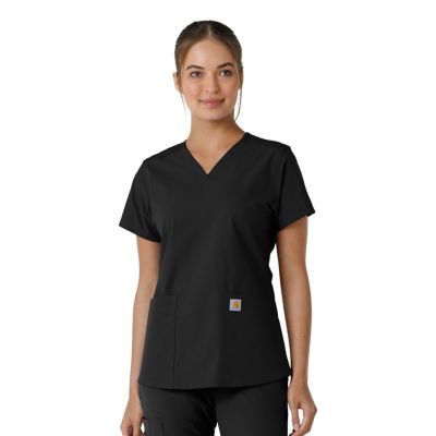 Image showing  Women's Force Essentials V-Neck Knit Panel Scrub Top