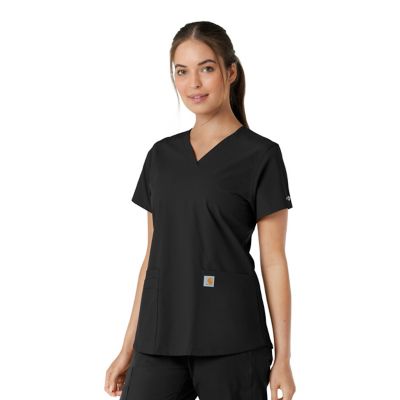 Image showing  Women's Force Essentials V-Neck Knit Panel Scrub Top