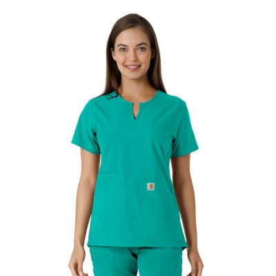Image showing 0 th Carhartt Force Essentials Women's Notch Neck Tunic Knit Panel Scrub Top