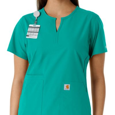 Image showing 5 th Carhartt Force Essentials Women's Notch Neck Tunic Knit Panel Scrub Top