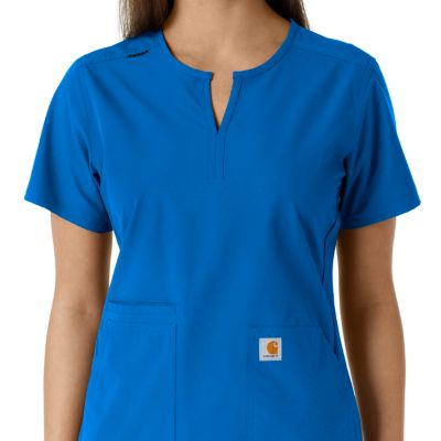 Image showing  Force Essentials Women's Notch Neck Tunic Knit Panel Scrub Top