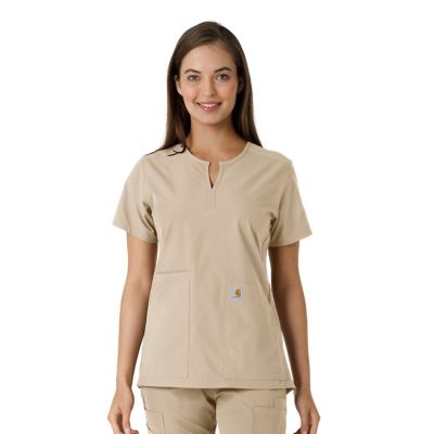 Carhartt Women's Force Essentials Notch Neck Tunic Knit Panel Scrub Top