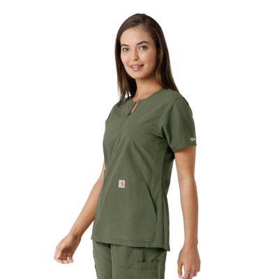 Image showing 3 th Carhartt Force Essentials Women's Notch Neck Tunic Knit Panel Scrub Top