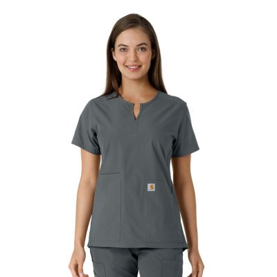 Carhartt Force Essentials Women's Notch Neck Tunic Knit Panel Scrub Top