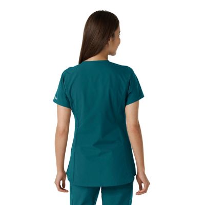 Image showing  Force Essentials Women's Notch Neck Tunic Knit Panel Scrub Top