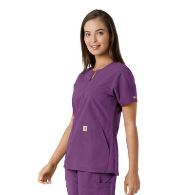 Image showing  Force Essentials Women's Notch Neck Tunic Knit Panel Scrub Top