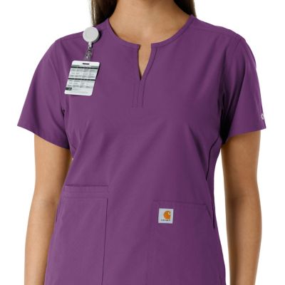 Image showing  Force Essentials Women's Notch Neck Tunic Knit Panel Scrub Top