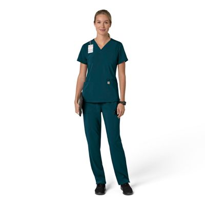 Image showing 2 th Carhartt Force Cross-Flex Women's Flex Panel V-Neck Scrub Top
