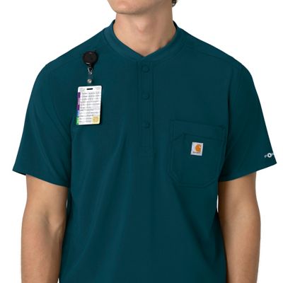 Image showing 6 th Carhartt Force Cross-Flex Men's Henley Scrub Top