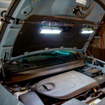 Image showing  2,400-Lumen Dual-Head LED Rechargeable Underhood Light with Expandable Hood Bracket