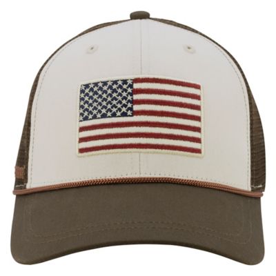 Infinity Headwear American Flag Tri-Color with Rope Cap, Beige/Brown