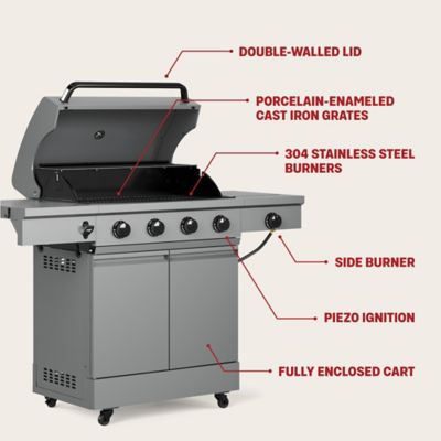 Image showing  4-Burner Anaheim Gas Grill, 60,000 BTU, With Side Burner